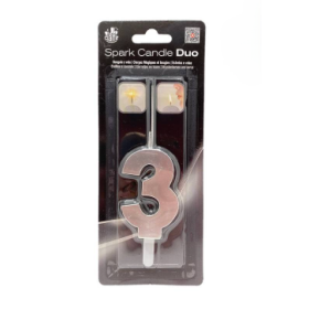 Bengala Vela Plata Número 3 De Fiesta Y Cumpleaños