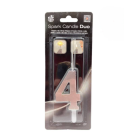 Bengala Vela Plata Número 4 De Fiesta Y Cumpleaños