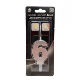 Bengala Vela Plata Número 6 De Fiesta Y Cumpleaños