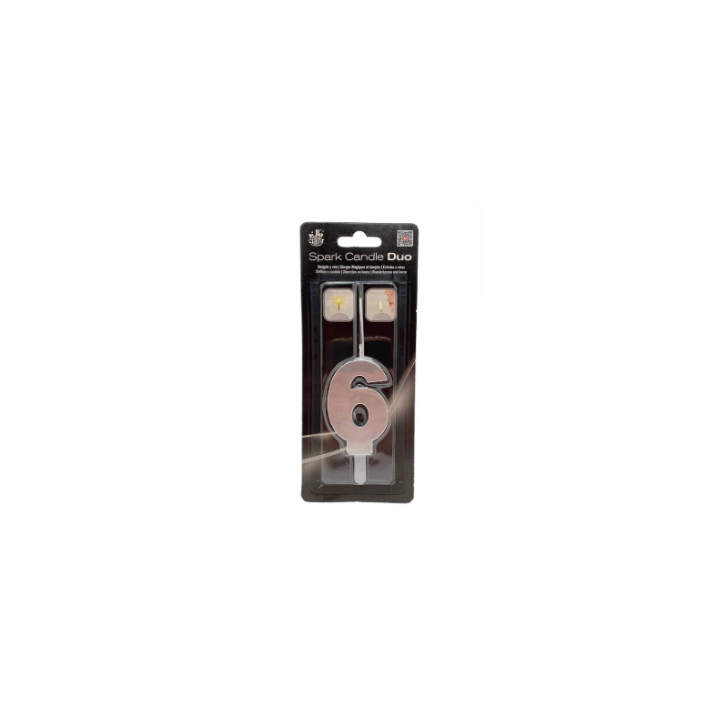 Bengala Vela Plata Número 6 De Fiesta Y Cumpleaños