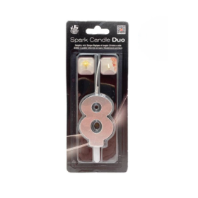 Bengala Vela Plata Número 8 De Fiesta Y Cumpleaños