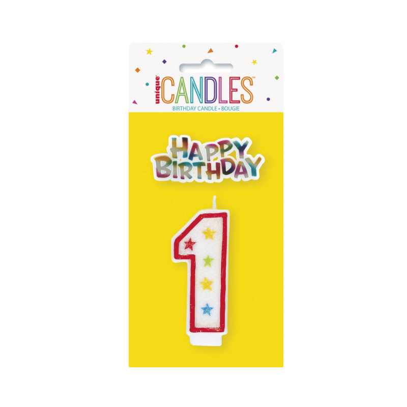 Vela Cumpleaños Número 1 Purpurina De Fiesta Y Cumpleaños