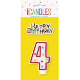 Vela Cumpleaños Número 4 Purpurina De Fiesta Y Cumpleaños