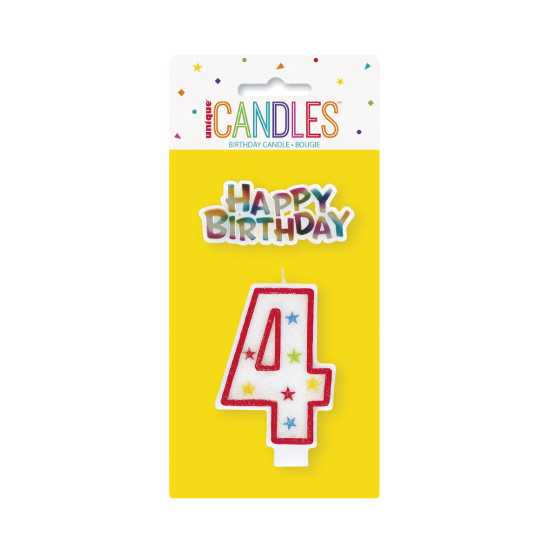 Vela Cumpleaños Número 4 Purpurina De Fiesta Y Cumpleaños