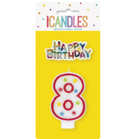 Vela Cumpleaños Número 8 Purpurina De Fiesta Y Cumpleaños