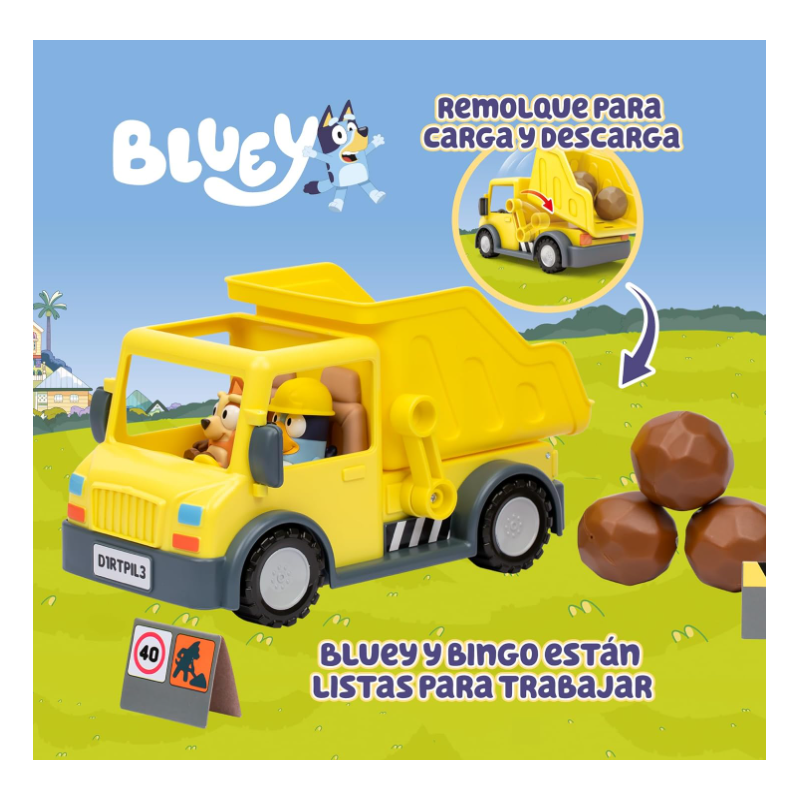 Bluey Camión Volquete Con 2 Figuras