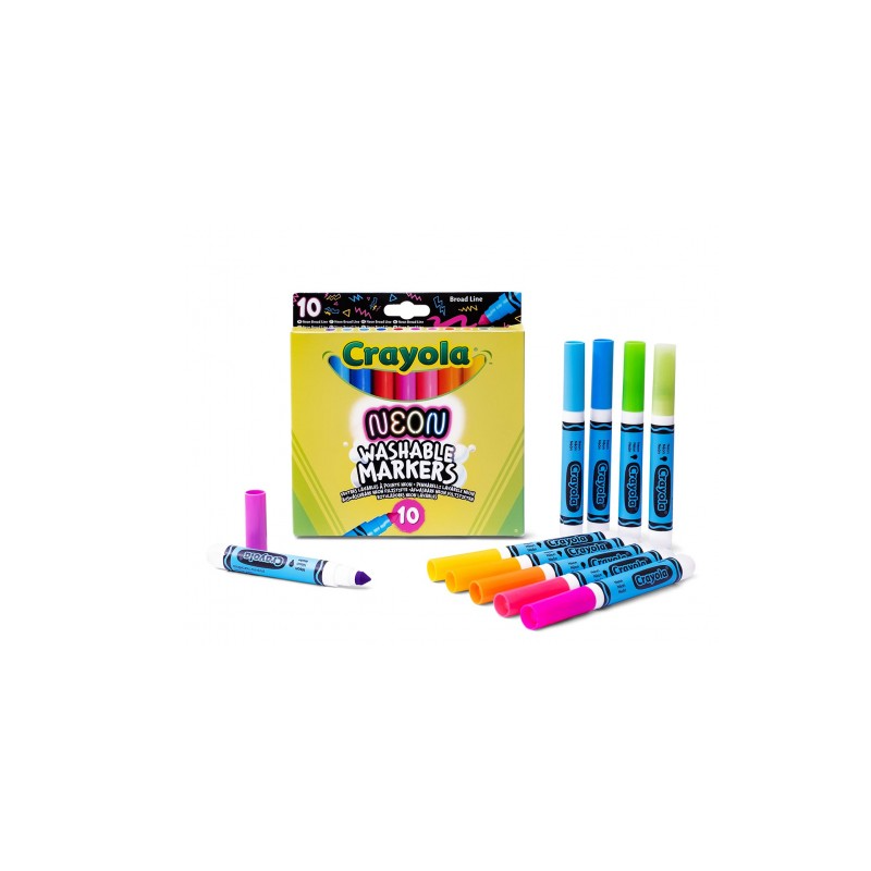 10 Rotuladores Lavables Maxi Punta Neón