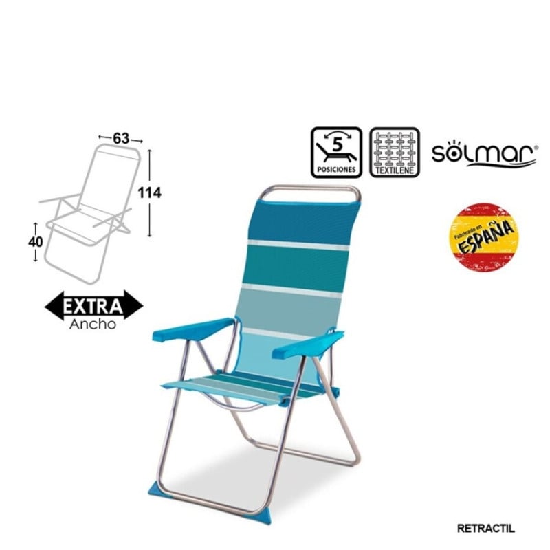 Silla De Rayas Azul 5 Posiciones Retráctil