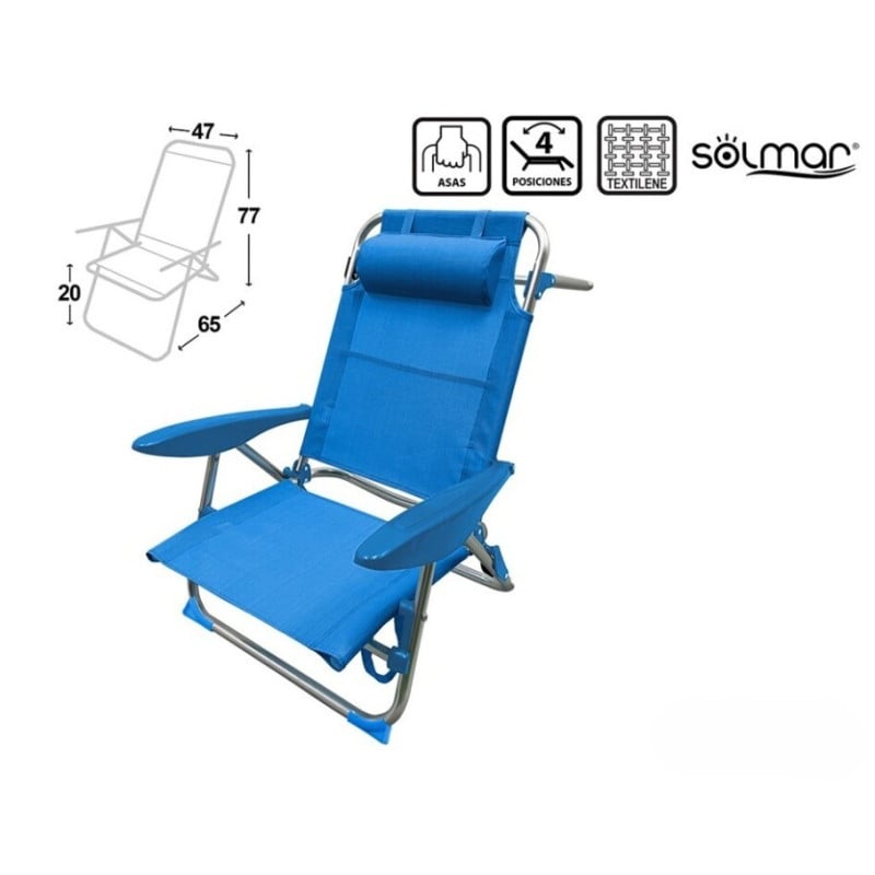 Silla Azul 4 Posiciones C/Reposacabezas