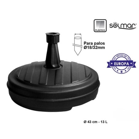 Base Parasol Redonda Gris Plástico 13 L