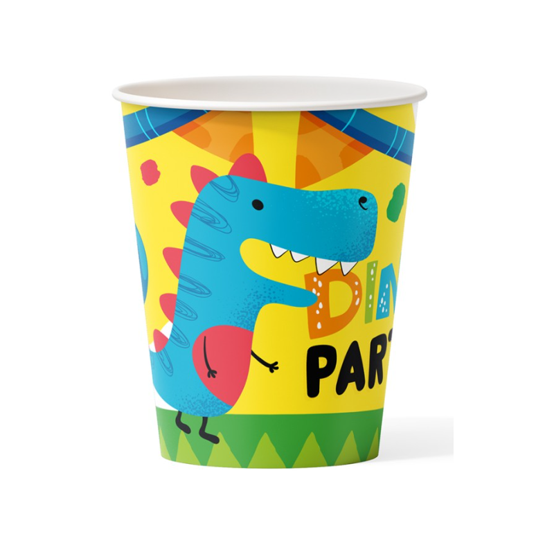 Vasos Cartón Dinosaurios 8 Unidades