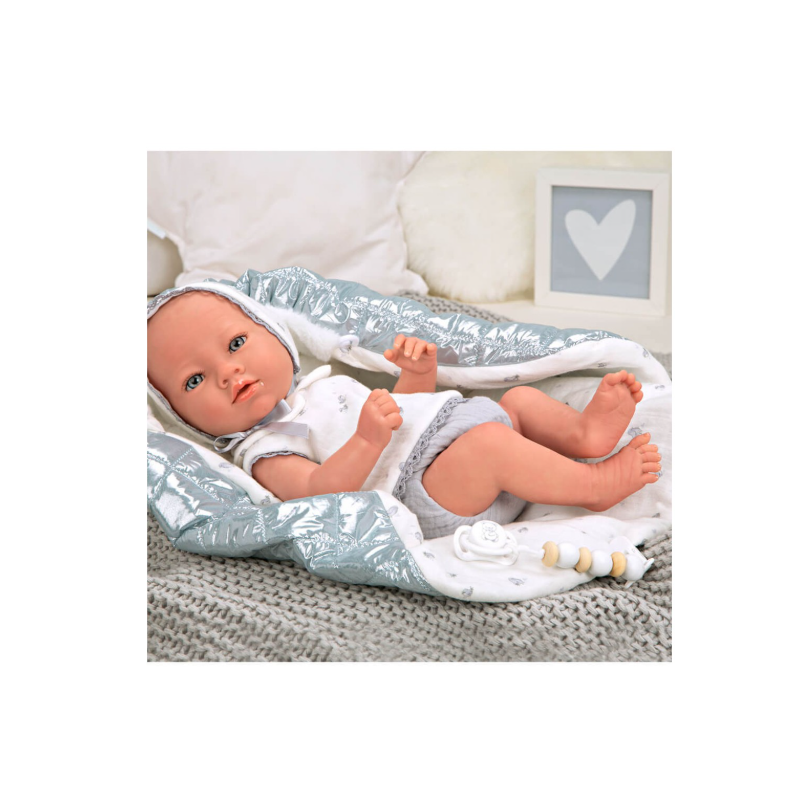 Reborn Arias 38 Cm Borja Gris C/Manta