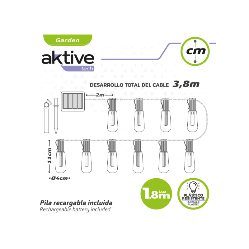 Guirnalda Solar Bombillas Led 2M