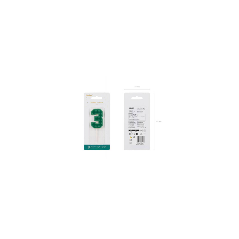 Vela Cumpleaños Número 3 Verde
