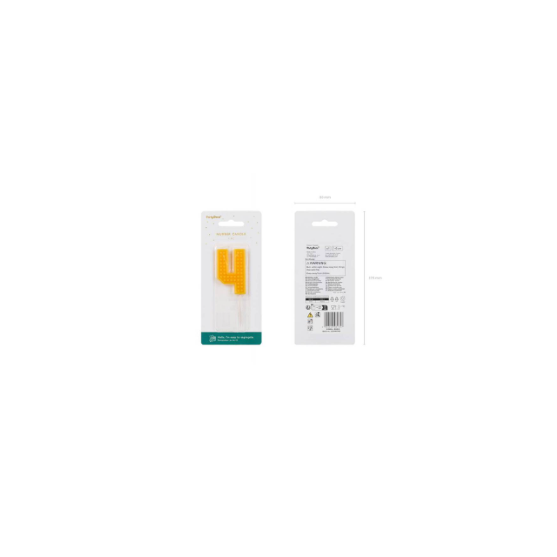 Vela Cumpleaños Número 4 Amarilla