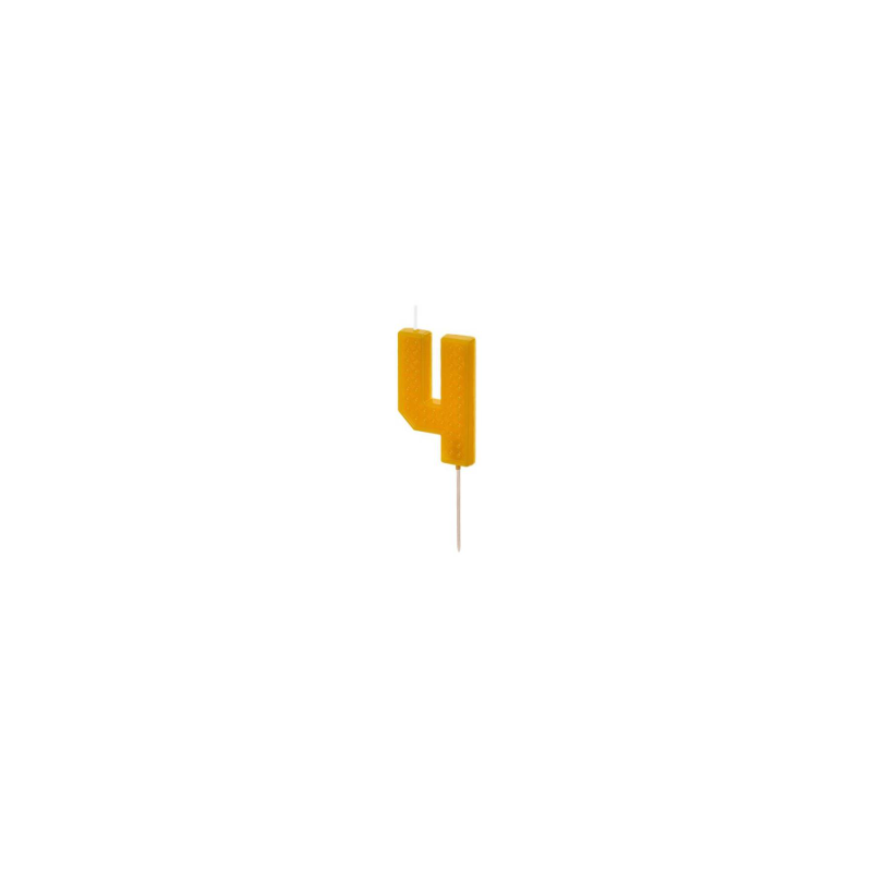 Vela Cumpleaños Número 4 Amarilla De Fiesta Y Cumpleaños