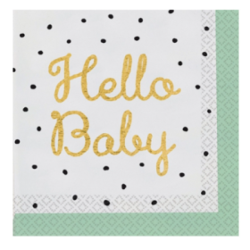 Servilletas Hello Baby 33x33 Cm De Fiesta Y Cumpleaños