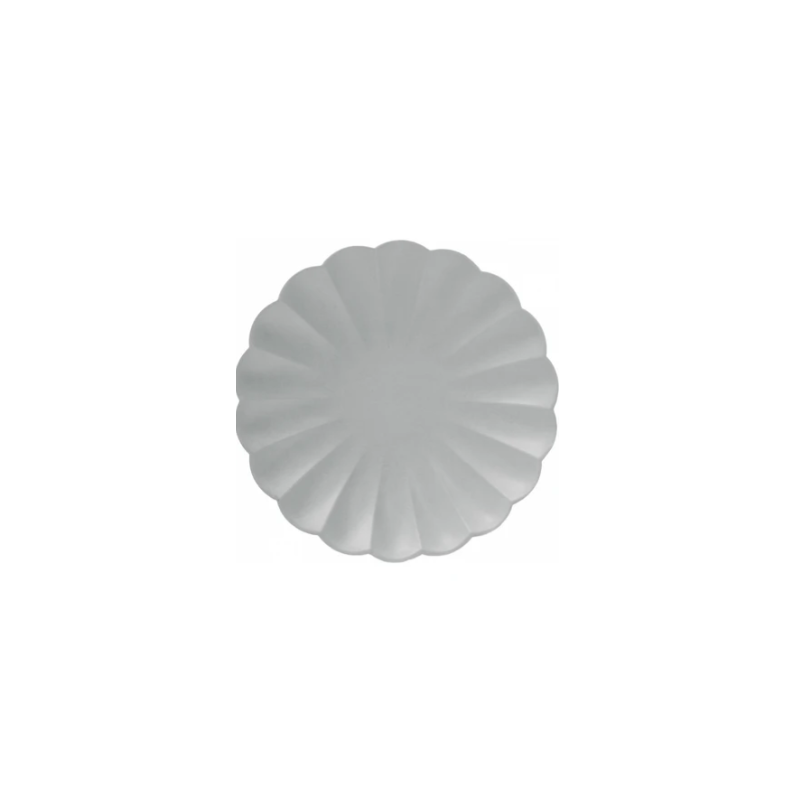 Platos Papel Forma De Flor Gris 20 Cm 8 Ud De Fiesta Y Cumpleaños