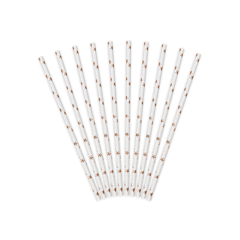 Pajitas Estrellas Oro Rosa 10 Uds De Fiesta Y Cumpleaños