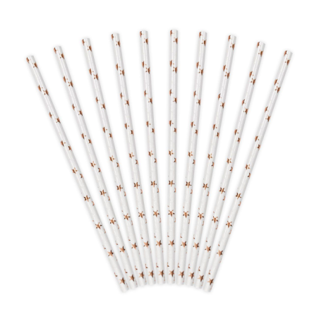 Pajitas Estrellas Oro Rosa 10 Uds De Fiesta Y Cumpleaños