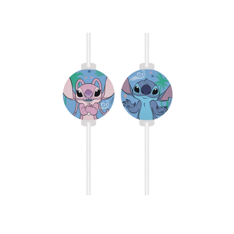 Pajitas Papel Stitch Y Angel 4 Uds De Fiesta Y Cumpleaños