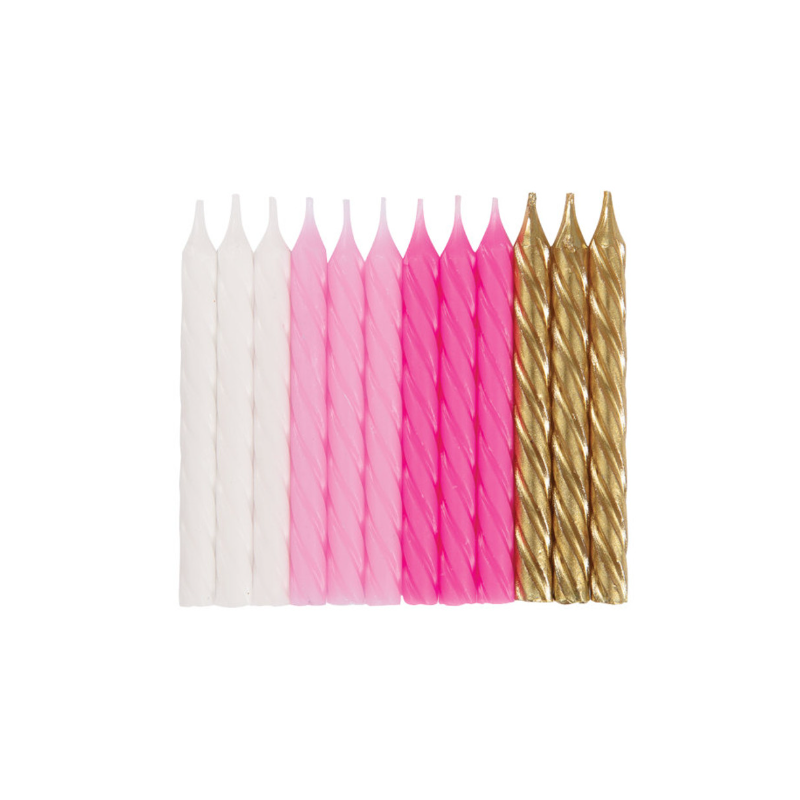 Velas Espiral Rosas Blancas Y Oro 24 Uds De Fiesta Y Cumpleaños