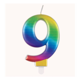 Vela Bday Met Rainbow Número 9 De Fiesta Y Cumpleaños 2