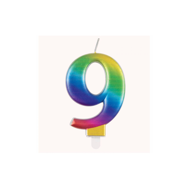 Vela Bday Met Rainbow Número 9