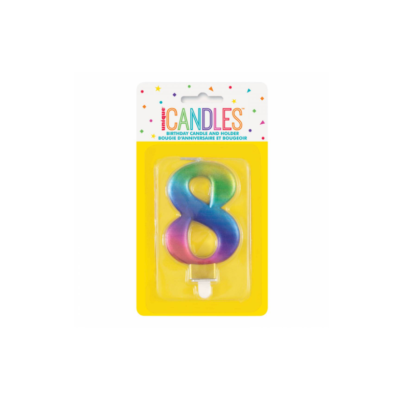 Vela Bday Met Rainbow Número 8 De Fiesta Y Cumpleaños