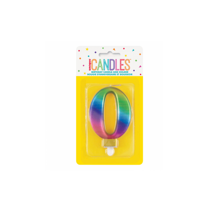 Vela Bday Met Rainbow Número 0 De Fiesta Y Cumpleaños