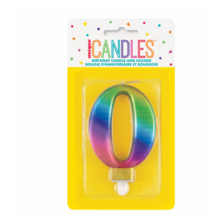 Vela Bday Met Rainbow Número 0 De Fiesta Y Cumpleaños