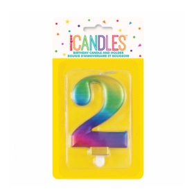 Vela Bday Met Rainbow Número 2 De Fiesta Y Cumpleaños