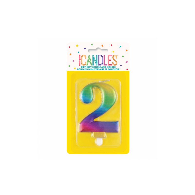 Vela Bday Met Rainbow Número 2 De Fiesta Y Cumpleaños