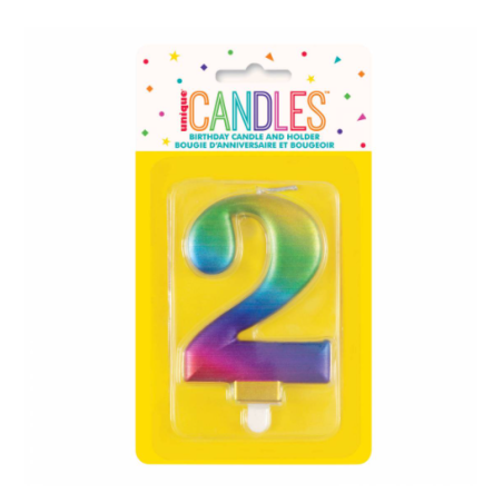 Vela Bday Met Rainbow Número 2 De Fiesta Y Cumpleaños