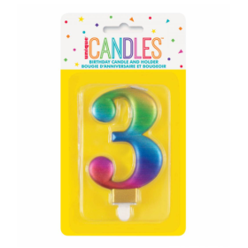 Vela Bday Met Rainbow Número 3 De Fiesta Y Cumpleaños