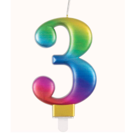 Vela Bday Met Rainbow Número 3 De Fiesta Y Cumpleaños 2