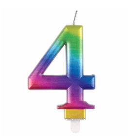 Vela Bday Met Rainbow Número 4 De Fiesta Y Cumpleaños 2