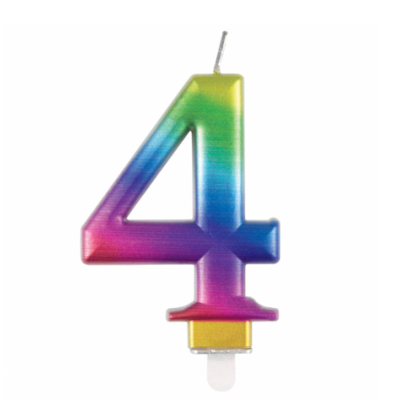 Vela Bday Met Rainbow Número 4