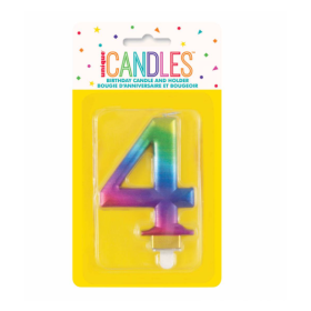 Vela Bday Met Rainbow Número 4 De Fiesta Y Cumpleaños