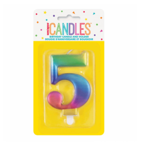 Vela Bday Met Rainbow Número 5 De Fiesta Y Cumpleaños