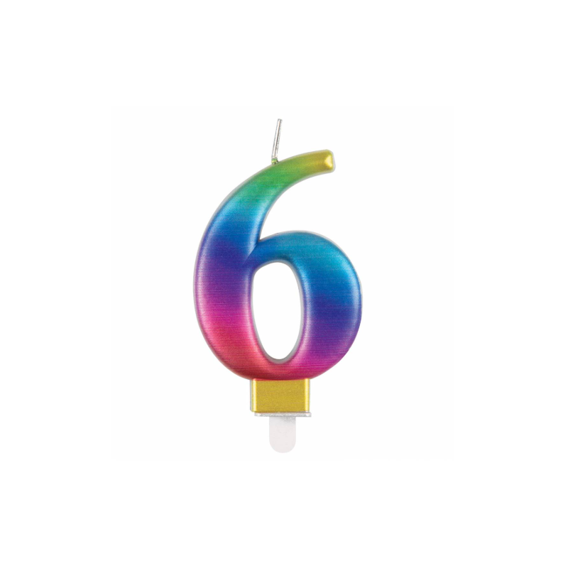 Vela Bday Met Rainbow Número 6