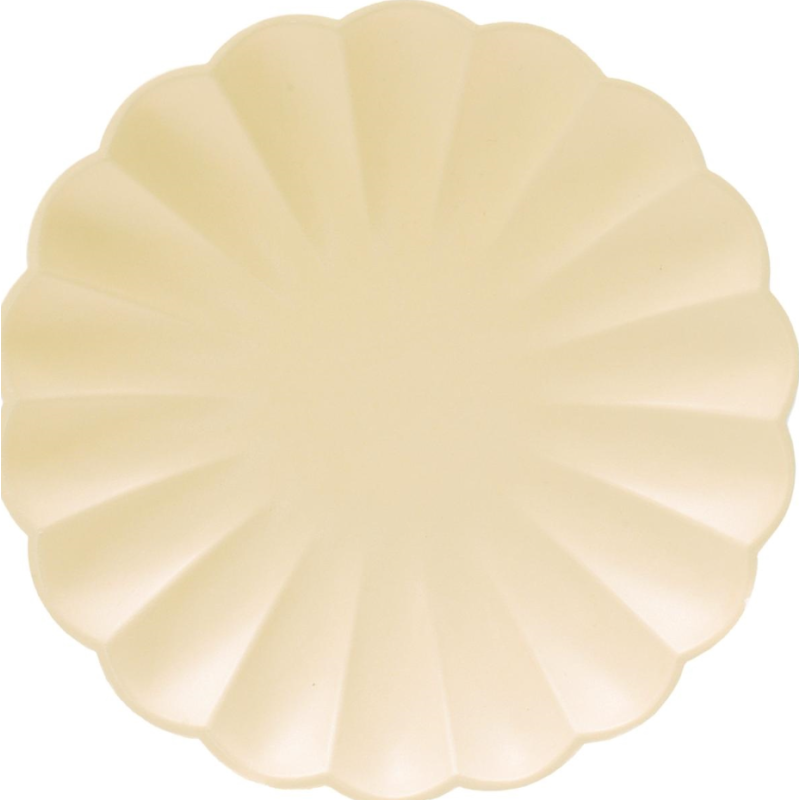 8 Platos De Papel Mostaza Forma De Flor 23 Cm