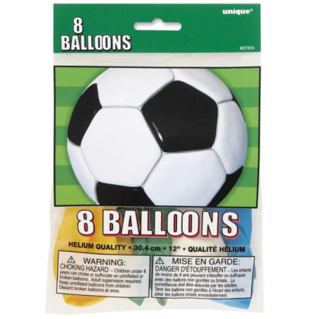 Globos Fútbol Colores 30.48 Cm 8 Unidades