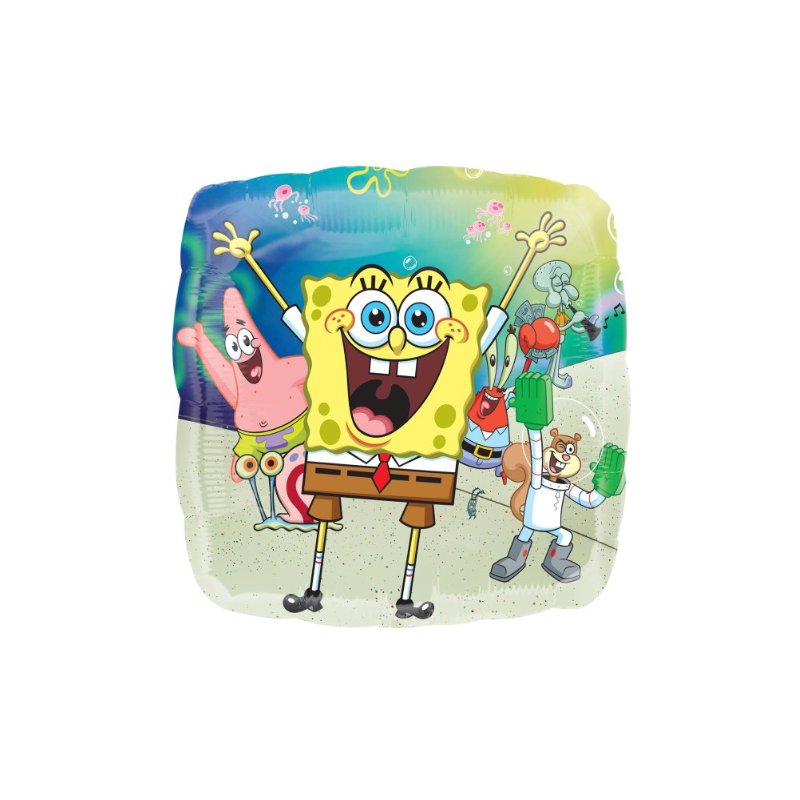 Globo Bob Esponja Y Sus Amigos De Fiesta Y Cumpleaños