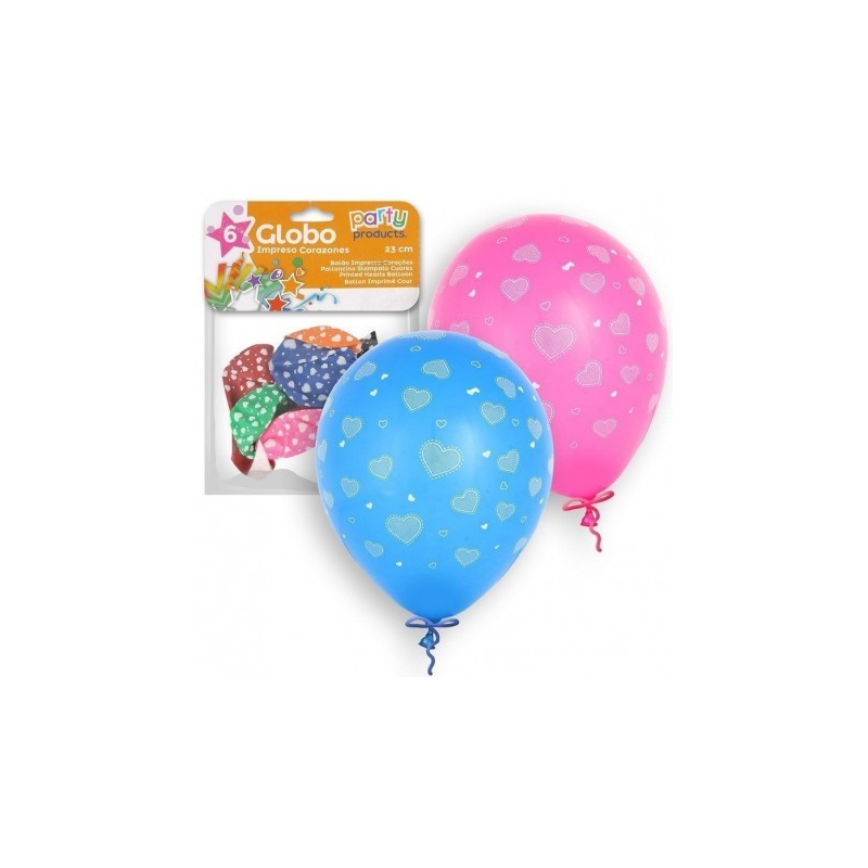 Set Globo Corazones Impreso Surt 23 Cm De Fiesta Y Cumpleaños