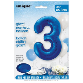 Globo Azul Número 3 86.3 cm 2