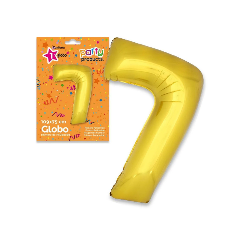 Globo Nº 7 Poliamida Color Oro De Fiesta Y Cumpleaños