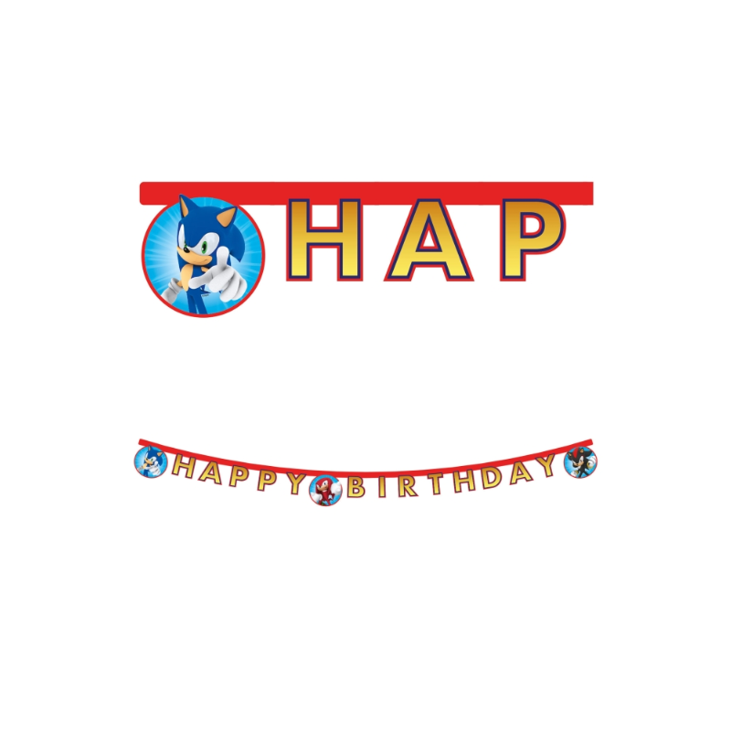 Guirnalda Happy Birthday Sonic De Fiesta Y Cumpleaños