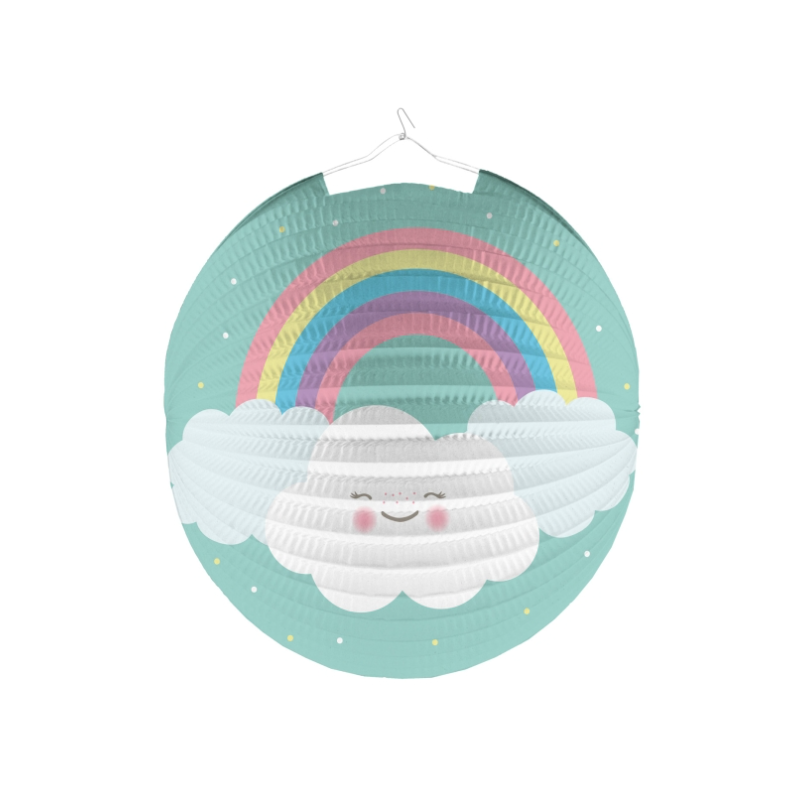 Farolillo Arcoíris Y Nubes Papel 25 CM De Fiesta y Cumpleaños