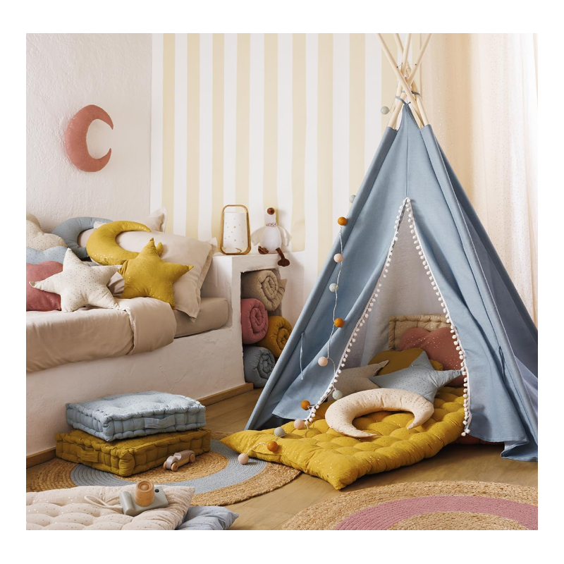 Cojín De Suelo Cuadrado Oya Verde Azulado